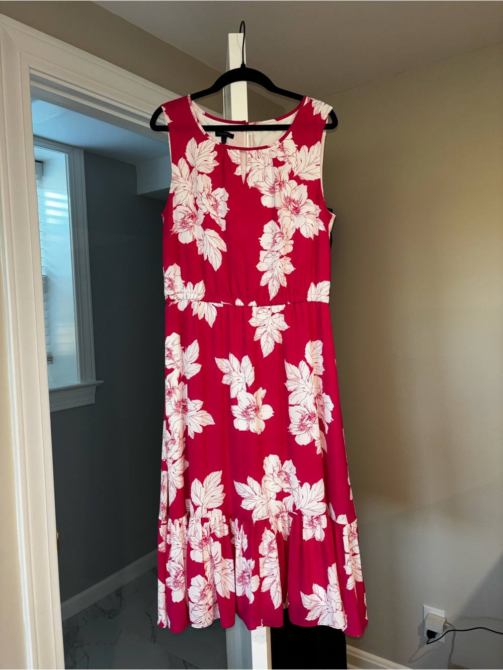Talbots Pink & White Floral Midi Dress